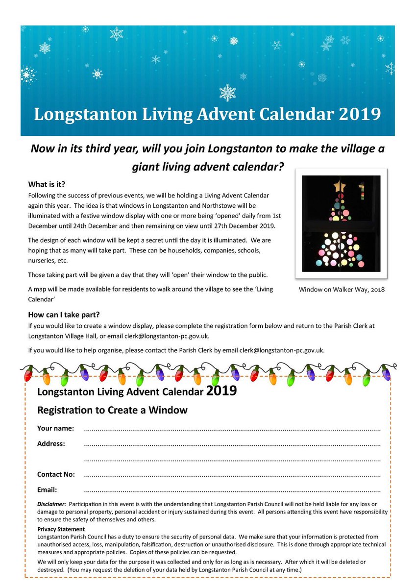 LongstantonLife's tweet photo. Now in its third year, will you join Longstanton to make the village a giant living advent calendar? 🏠 ☃️🌠 https://t.co/QFS1l8xDLL