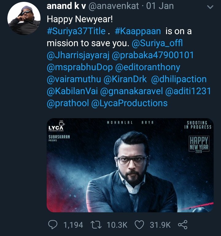ManojKumar_Twts's tweet photo. #24TheMovie FL - 9.5K🔃 With 13.2K❤ Released - #Suriya anna
#TSKFirstLook - 11K🔃 With 18K❤ Released - @StudioGreen2
#NGKFirstLook - 18.4K🔃 With 51K❤ Released - #Suriya Anna
#KaappaanFirstLook - 10.3K 🔃 With 32K❤Released - AnandSir

#SooraraiPottru First Look Loading.!🔥 https://t.co/jkf8gsjNmK