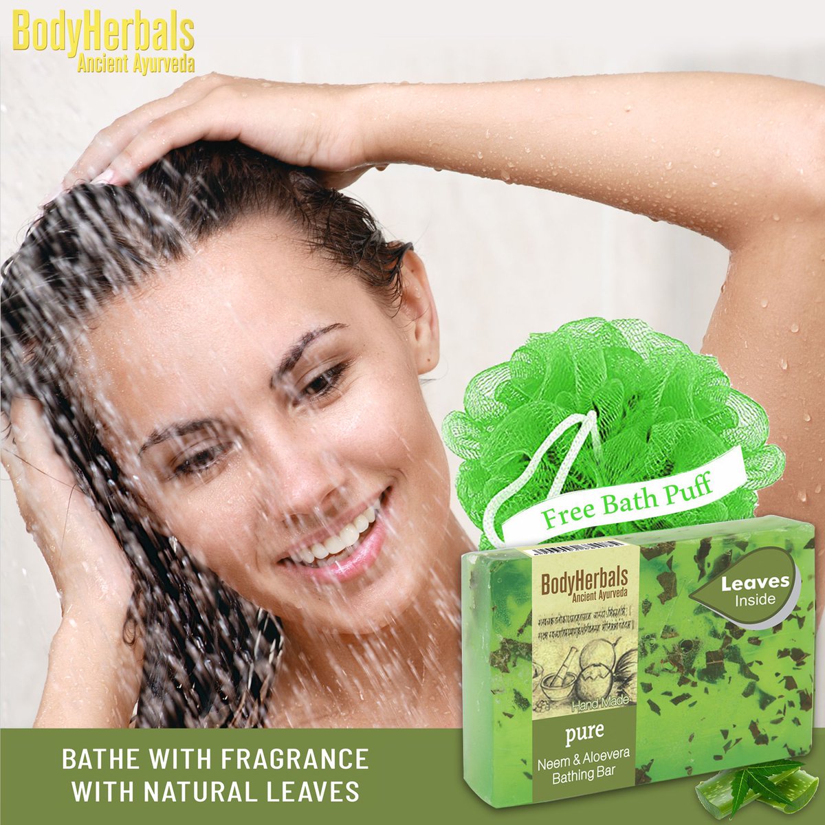 BodyHerbals's tweet photo. Feel young with BodyHerbals pure, hand made neem and aloe vera bathing bar with natural leaves. 

👉Shop at

Nykaa: https://t.co/KkwvO2TW2r
Flipkart: https://t.co/Oe57uLxfDI

#BodyHerbals #Soap #BathingBar #Loofah #Fragrance #SpaEssentials #BathCare https://t.co/g00CgW9Bn7