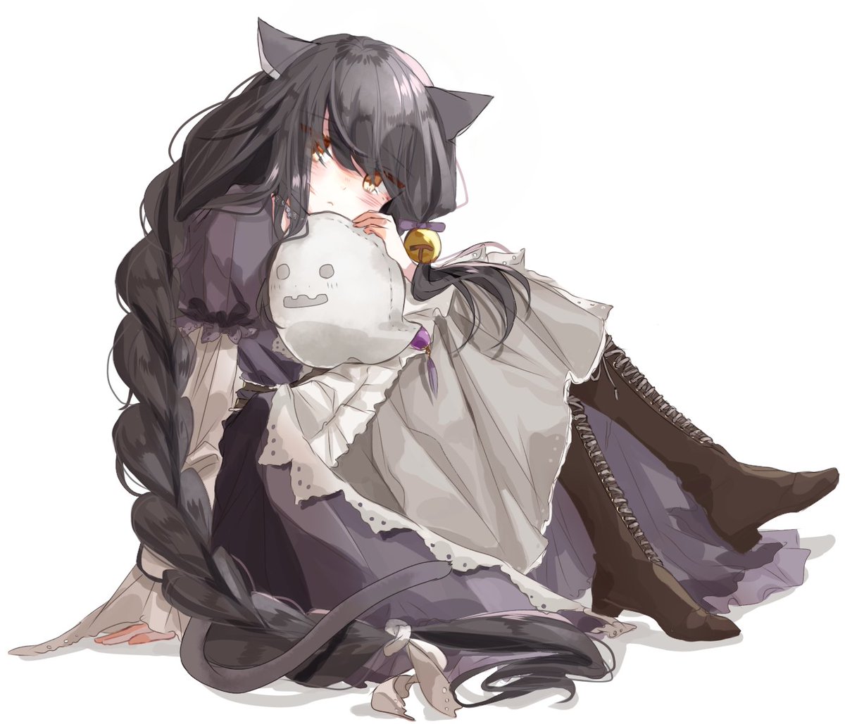 ねうさんとの合作の、黒猫少女とデザイン画です 」らむね@カラ丸の