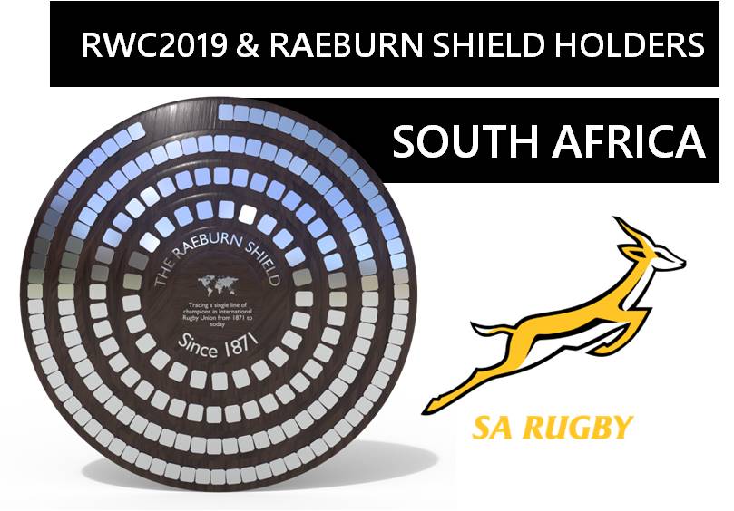 RaeburnShield's tweet photo. Huge congrats to RWC2019 Champions &amp; @RaeburnShield holders @Springboks Springboks

They unify the RWC with the #WorldChallengeShield which traces winners all the way back to the first international rugby match in 1871.

 #DoesntExistButShould #WinnersSince1871 https://t.co/qpSBMckwm0