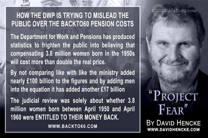 Sally, whatever it will cost to pay our pension is just the amount they have STOLEN from us. Please remind @ABridgen of that. Given that there are 6⃣,0⃣0⃣0⃣ #50sWomen in #NorthWestLeicestershire plus family and friends and the #BREXIT effect🤔 See 'Project Fear' by @davidhencke
