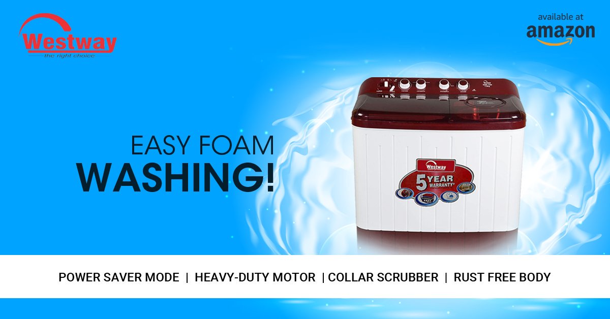 WestwayE's tweet photo. The power saver mode of the Westway washing machine consumes only 230 V of energy to run your machine! Cleaning cannot be safer for users!  
Website-https://t.co/XbMAwntNAy
#Washingmachine #Semiautomaticwashingmachine #westwaywashingmachine https://t.co/b5H7HfQdLN