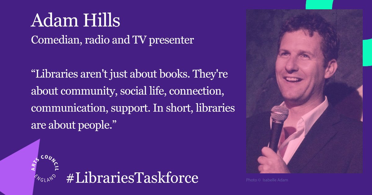 "Libraries aren't just about books. They're about community, social life, connection, communication, support. In short, libraries are about people." We couldn't have put it better <a href="/adamhillscomedy/">Adam Hills</a>