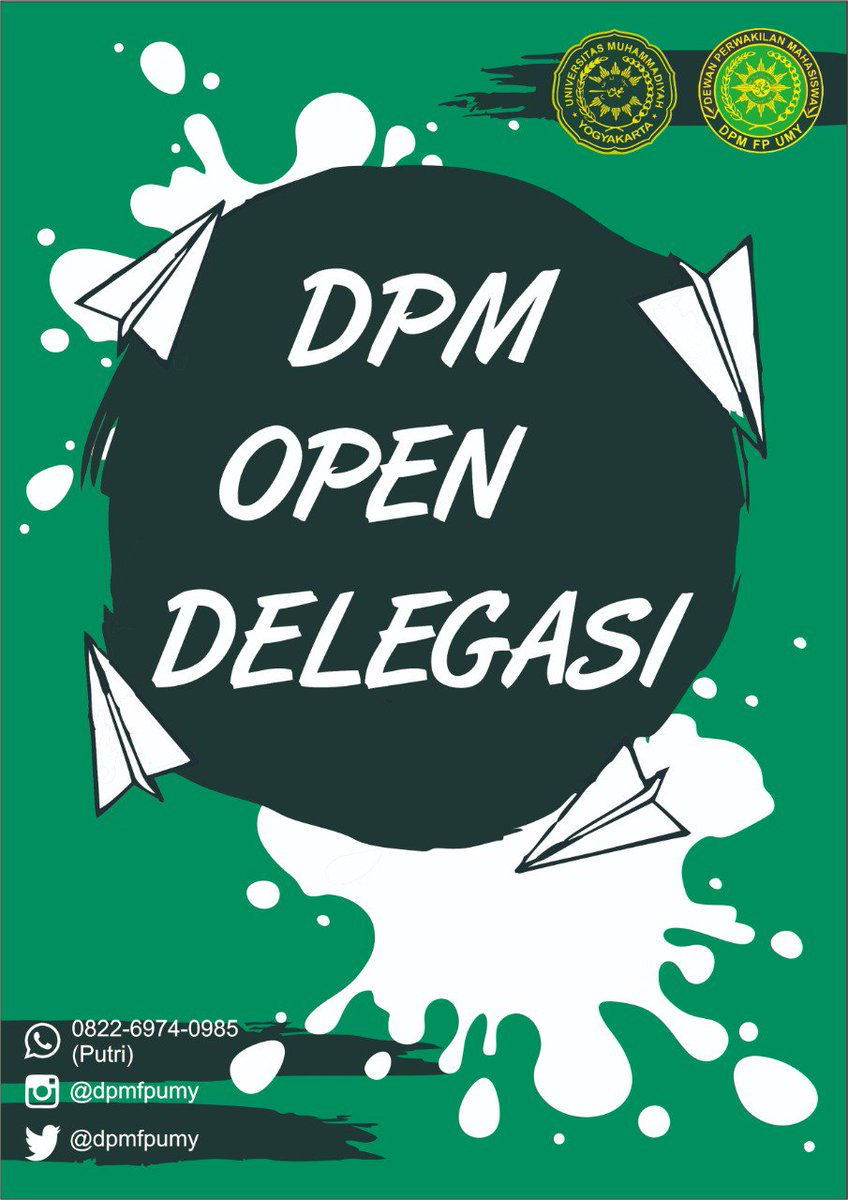 [OPEN DELEGASI KELAS]
HALLO KELUARGA MAHASISWA FAKULTAS PERTANIAN!
.
.
SALAM LEGISLASI!🙋‍♀️
Udah pada tau belum DPM itu apa? Tau ga ranah geraknya DPM seperti apa? Dan kemana aja? Dan apa ajasi tugas DPM itu? Nahh biar ga kepo lagi, yuk gabung menjadi staff di DPM FP UMY🥳