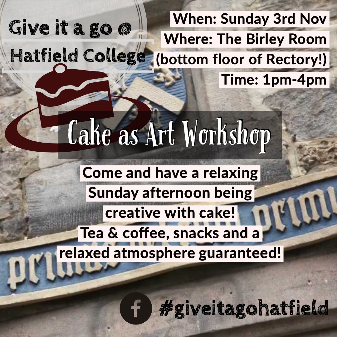 LadanCockshut's tweet photo. Excited to be running my Cake as Art workshop again, this time at @HatfieldCollege tomorrow (Sun, Nov 3) from 1-4 pm in the Birley. Curious to see if we can improve on the previous attempt at collective cake art! @hatfieldjcr @DurhamSITC https://t.co/hTl76jEAPd