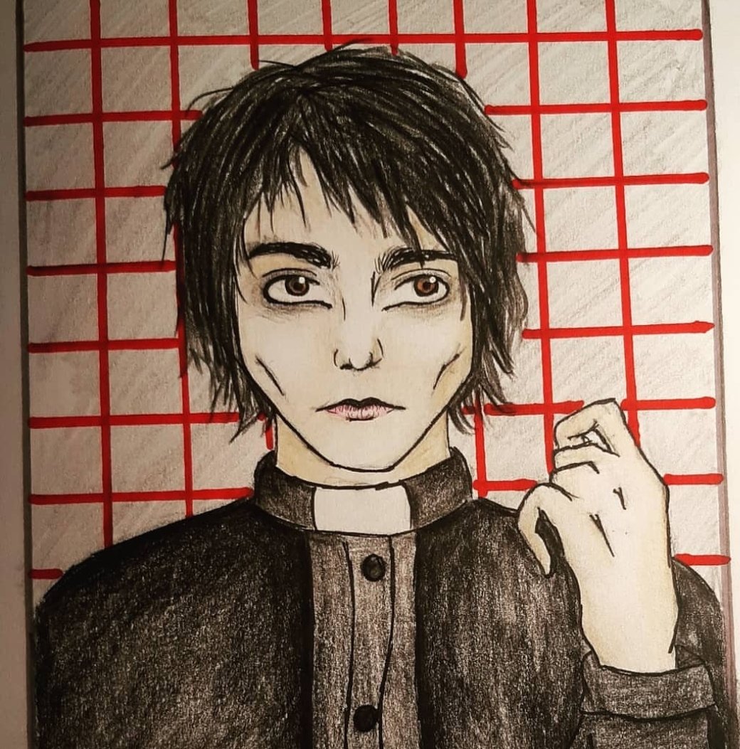 CaraArts's tweet photo. THEY ARE BACK!!! MCR FOREVER!

My drawing of @gerardway form @MCRofficial!! 

 #mcr #mcrreunion #mcrreturn https://t.co/FQHK36m5nN