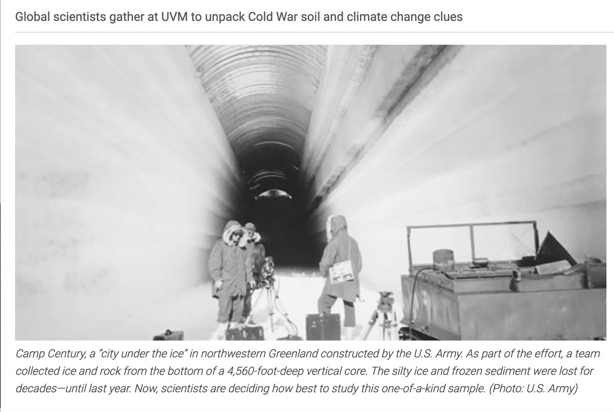 Folks, the layers in this story are super fascinating, including Cold War test of having nuclear missiles in rail tunnels piercing Greenland ice *and* the climate and sea level implications. More from <a href="/voooos/">Paul Voosen isn't here</a> in <a href="/sciencemagazine/">Science Magazine</a>: sciencemag.org/news/2019/10/a…