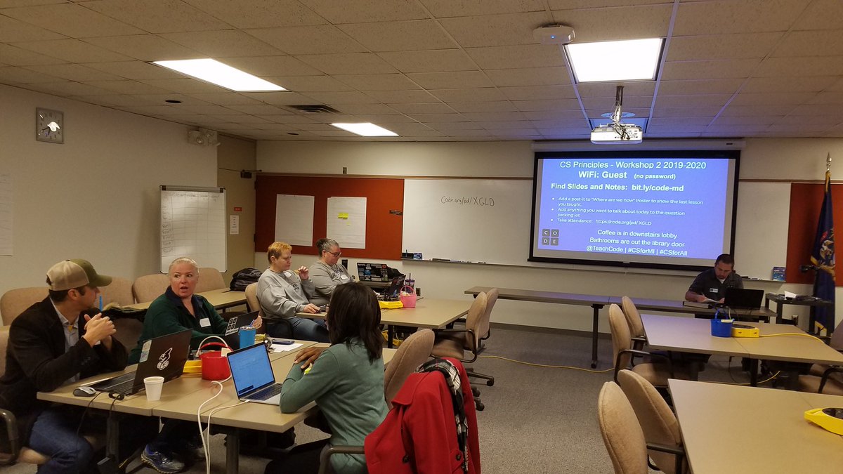 jpudaloff's tweet photo. Ready to get some Saturday morning professional learning underway! #CSforAll #CSforMI #MICSTA #OneTroyPL @TeachCode #APCSP #MiCoding https://t.co/w7jDUltI5C