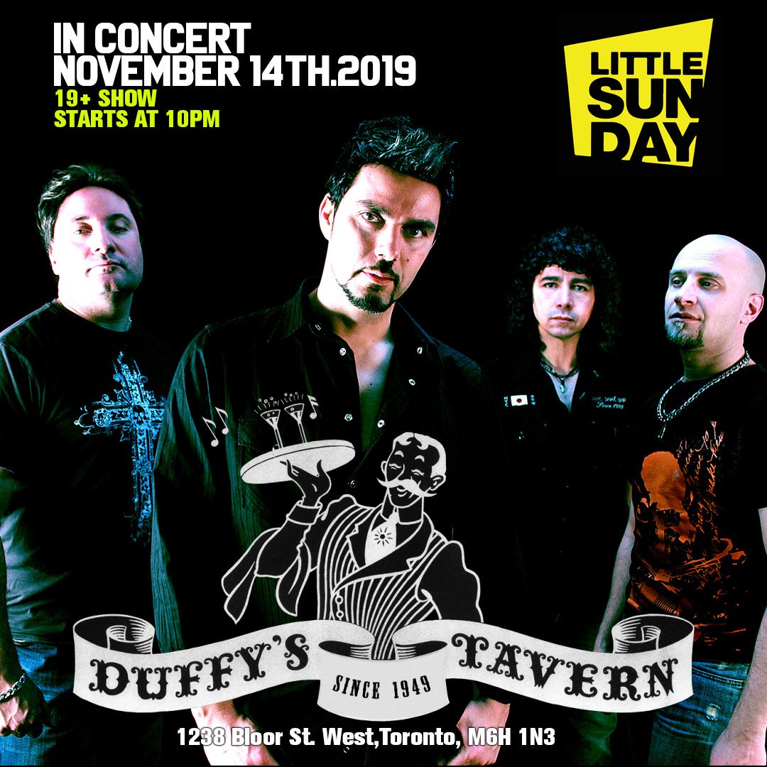 Concert Announcement!!
Thursday, November 14th, 2019
@ Duffy's Tavern
Live in Toronto with
littleSUNDAY
Showtime 10pm
