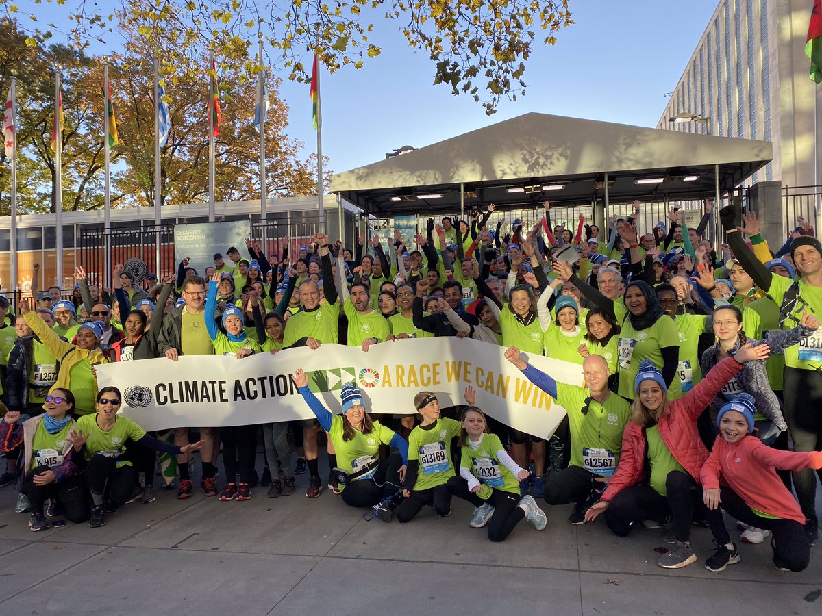 MaherNasserUN's tweet photo. We will finish #AbbottDash5K &amp; in the same spirit #ClimateAction is  #RaceWeCanWin - #TeamUN with over 350 @UN staff, ambassadors &amp; delegates join 10,000 #NYRR runners - running is the most sustainable form of transport https://t.co/nZZpQBLgXC