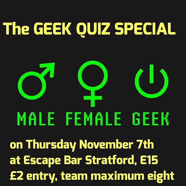 AnthonyBeavan's tweet photo. 🤓
Coming this Thursday at @EscBarStratford
No bookings will be taken for this event, so arrive early to bag your table!
First come, first seated!
#Quiz #QuizNight #PubQuiz #Events #WhatsOn #Trivia #Geek #Nerd #GeekCulture #NerdCulture #PopCulture #EscapeBarStratford #EscapeBar https://t.co/n3jfNmUg4P