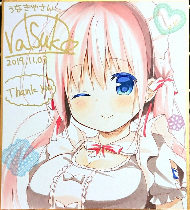 ちっちゃいやつ1枚しか描けませんでしたが明日の色紙ですー!なんか色々描き忘れだらけ…!抽選券はいつも通り申告制、先着順となります。よろしくお願いしますーー! 