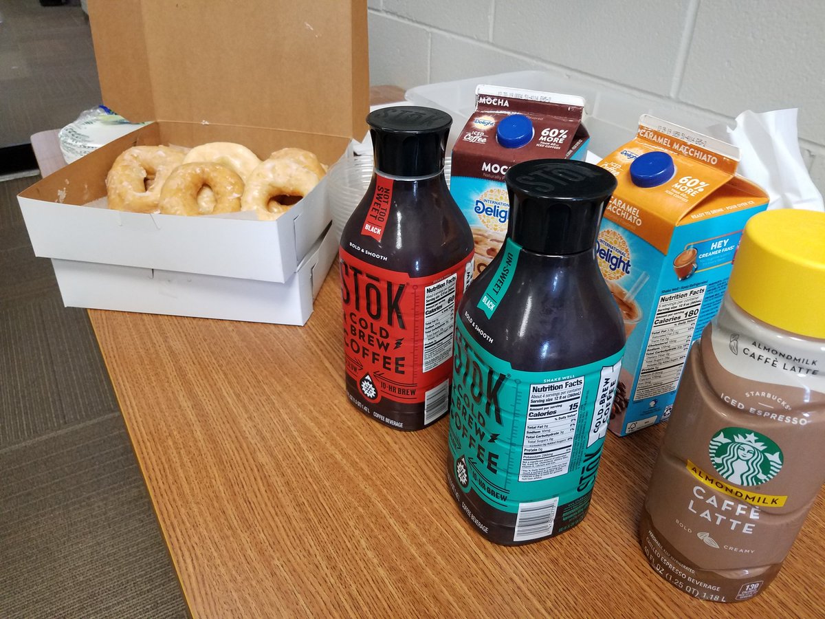 MattEHS_math's tweet photo. Teenagers.  AP Calculus Saturday study session.  Donut King donuts.  And, enough caffeine to put down an elephant.  Party on, Wayne! @AplusCR @ecsk12_ehs @EufaulaCS https://t.co/ZlQIWz4yls
