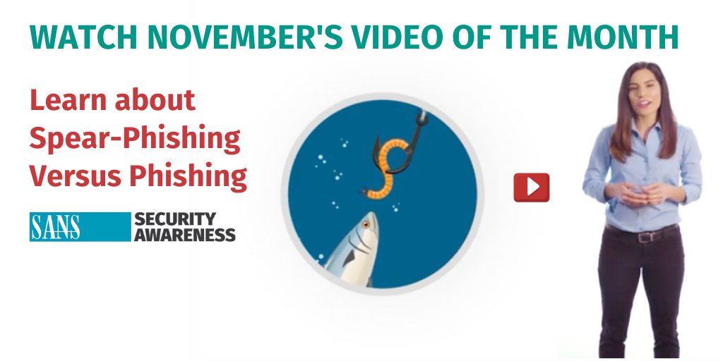 SANSWorkforce's tweet photo. What's the goal of a targeted attack? To get you to click on a #maliciouslink or open an infected attachment! Watch the video of the month to learn more about targeted attacks here:   https://t.co/8owNGM30F3   #SANSSA https://t.co/OkdOsWZOI5