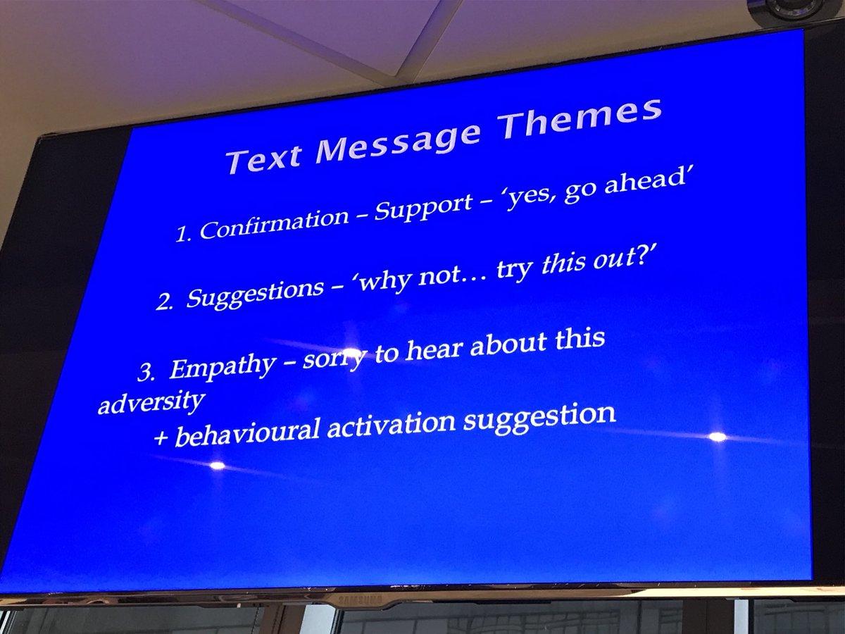 jennifermwilkie's tweet photo. Text messages along with online CBT provide a pivotal role in confirmation, suggestions and empathy support, helping the overall improvement of symptoms #SMART2019 @CAMHnews https://t.co/T7ONdp9K5q