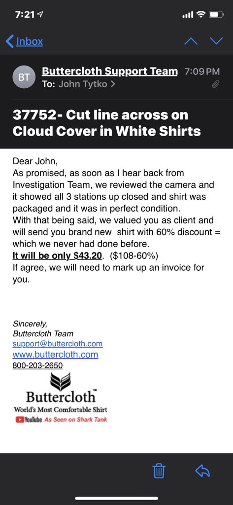geturfreedomon's tweet photo. @Buttercloth1 100% satisfaction. Guaranteed?  Well that depends on the horrible customer support you get... I am confused on how they can claim that🤔please direct me to upper management for this financial material line item of $108 #buttercloth #SharkTank https://t.co/rtSA6aDiu8