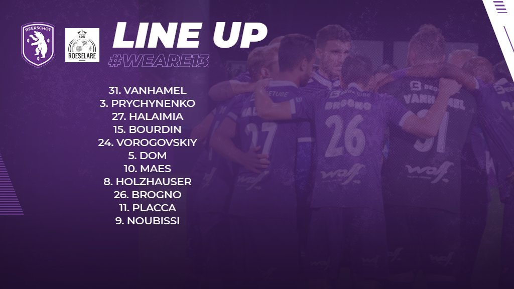 kbeerschotva's tweet photo. Onze 11 tegen Roeselare. Bourdin keert terug uit schorsing en vervangt de geblesseerde Sanusi. #beeroe #weare13 #gohernan https://t.co/Z9sy3m0LXm