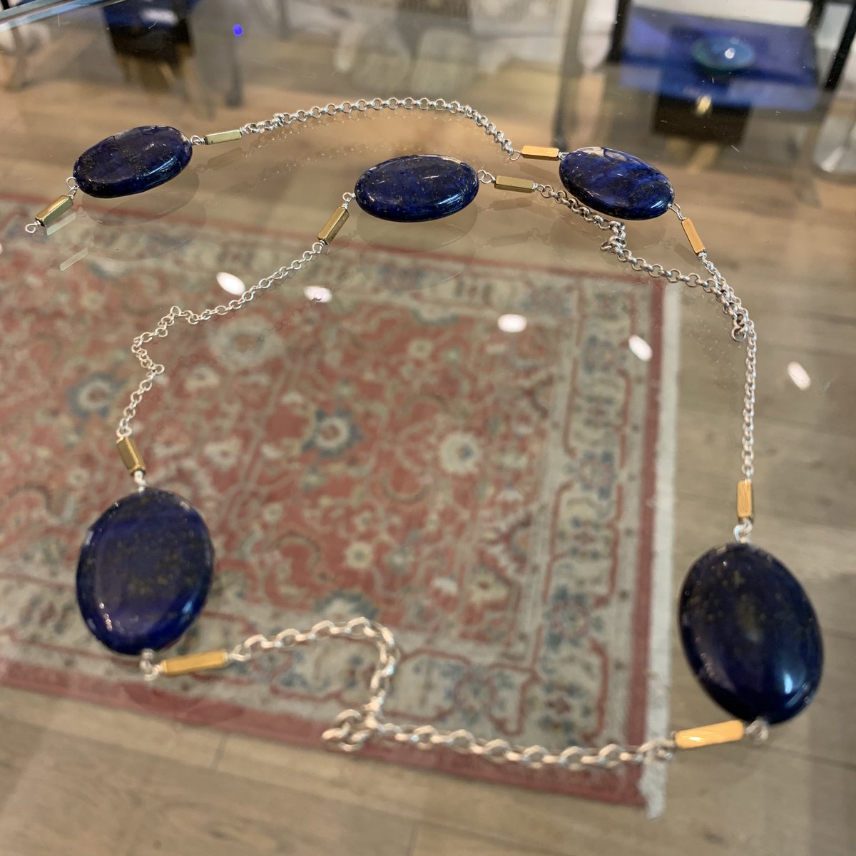 Lapis, pyrite &amp; silver... long, long necklace. Double or single... whatever you wish.
Xmas present... &amp; silver... long, long necklace. Double or single... whatever you wish.
Xmas present...