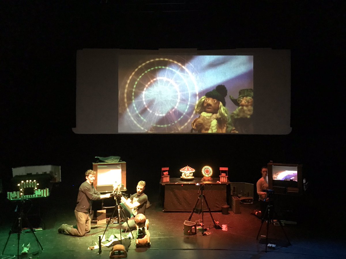 Team setting up The Missing Light at Koninklijke Stadsshouwburg, Bruges.  Beautiful city, fantastic theatre and audiences. Thanks for having us! Next up... Leopoldsburg. makemendanddo.com