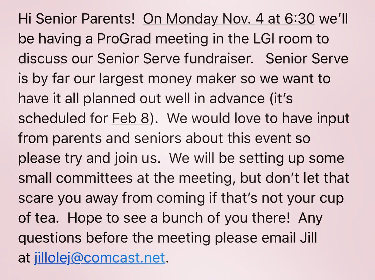 2020Chargers's tweet photo. @Fulshear_HS Attention Senior Parents... thanks... #CFHSClassOf2020 https://t.co/i0GGuGdBIv