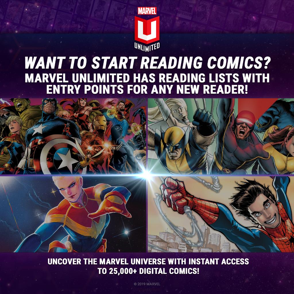 Marvel's tweet image. Want to get into comics but don&apos;t know where to start? #MarvelUnlimited has you covered! bit.ly/2oH5iHa