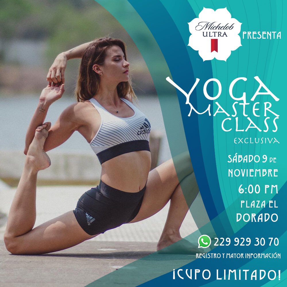 xeunoticias's tweet photo. * Aún puedes registrarte a la #YogaMasterClass con Clodi Yogini. 

Centro Comercial El Dorado. 
Sábado 9 de noviembre. 

Patrocinado por @MichelobUltraMx https://t.co/9dB7jIIbGd