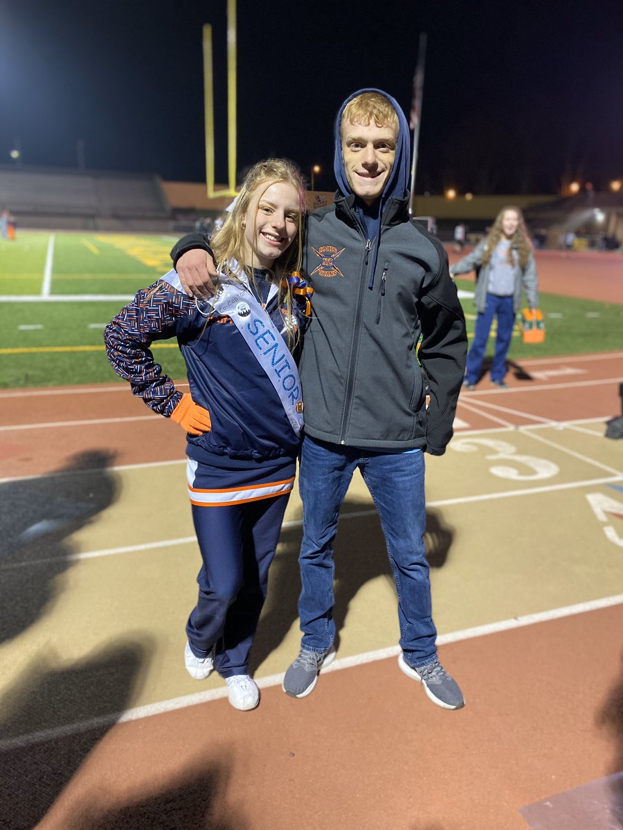 sicarver's tweet photo. Senior Night!!  Love these 2!!  💙🧡 
Can’t believe we’ve come to the end of another chapter!  #seniorsznout
#myfirsttweet https://t.co/IotphWCjcb