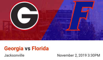 destination_fan's tweet photo. Should be a great game! Does Georgia get the win? 
#CFB #Bulldogs #Gators #cocktailparty #fandestination https://t.co/VlKSsbTPpU