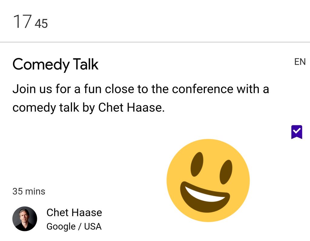 DevFestHH's tweet photo. The last session got moved up a bit to shorten up the less funny amount of time until the very fun one π ... see you downstairs in the basement at 17:45 π #devfestHH19 #DevFest19 https://t.co/NpLdFWrPBK