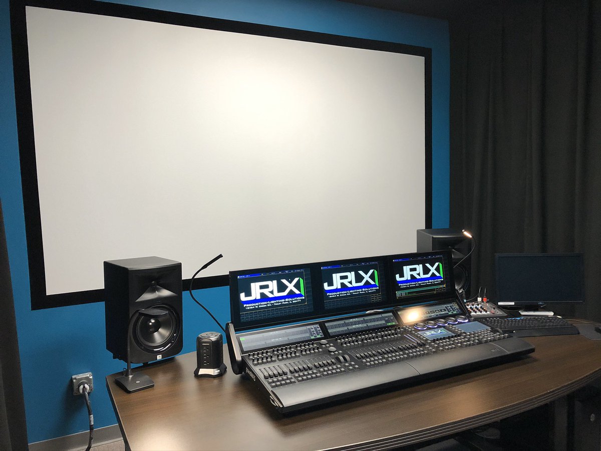 Our pre-visualization suite has a 109 inch screen, powerful graphics computer, studio-grade audio system, is acoustically treated, and complete with 208V power so you can see what your lights are doing in real time. Come see what JRLX can do for your next tour or production.