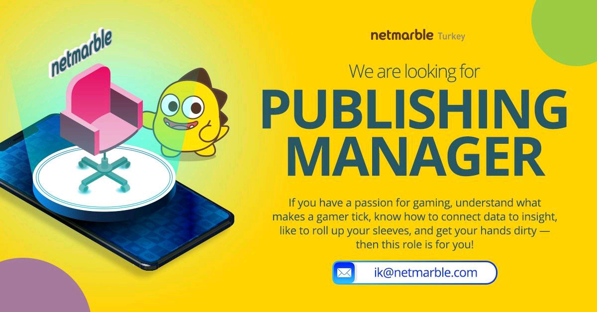 Oyunder's tweet photo. Üyelerimizden @NetmarbleEMEA Publishing Manager arıyor başvurular için ik@netmarble.com mail adresini kullanabilirsiniz. #oyunsektorundekariyer #publishingmanager #netmarbleturkey #netmarbleemea https://t.co/dqfpFDHBLt