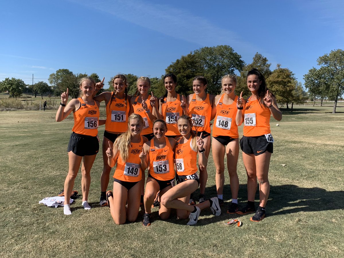 run4okstate's tweet photo. THE COWGIRLS ARE #BIG12XC CHAMPS! 

The Cowgirls edged out Texas by 2 points to take home the title! 

#okstate | #GoPokes https://t.co/aVfBHIDWDV