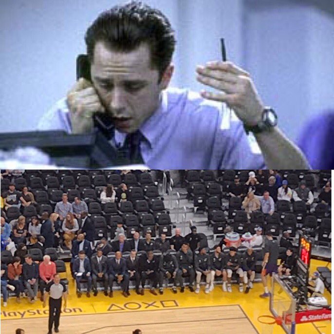 greglacob's tweet photo. Warriors employees told to have a minimum of 5 friends or family members attend tonight’s game against the Charlotte Hornets. 

Told “Empty seats are a cancer....get some asses in those seats”. https://t.co/puDHqvns09