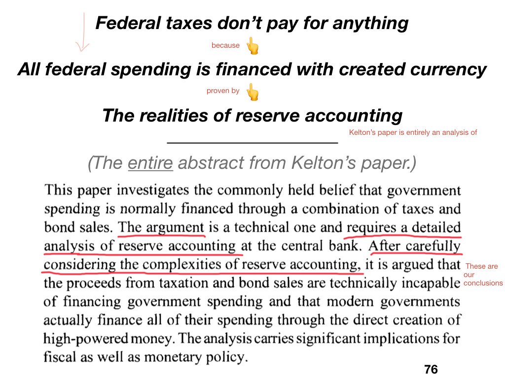 12/ And that is exactly the purpose of  @StephanieKelton's paper: it is an analysis of reserve accounting in the US. Notice the sentence that comes just before:"After carefully considering the complexities **of reserve accounting**..." these are the conclusions we draw.