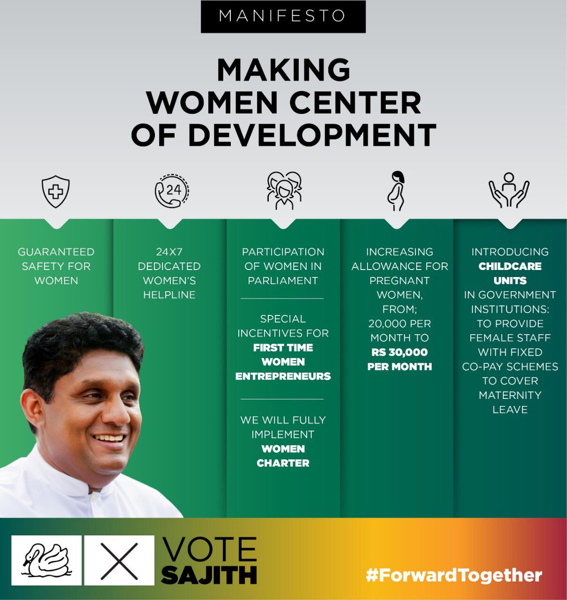 SheRises9's tweet photo. A powerful #DevelopmentGoal for Lanka. @sajithpremadasa Goal #3 Making Women The Center of Development #lka https://t.co/vMVQBblY4r