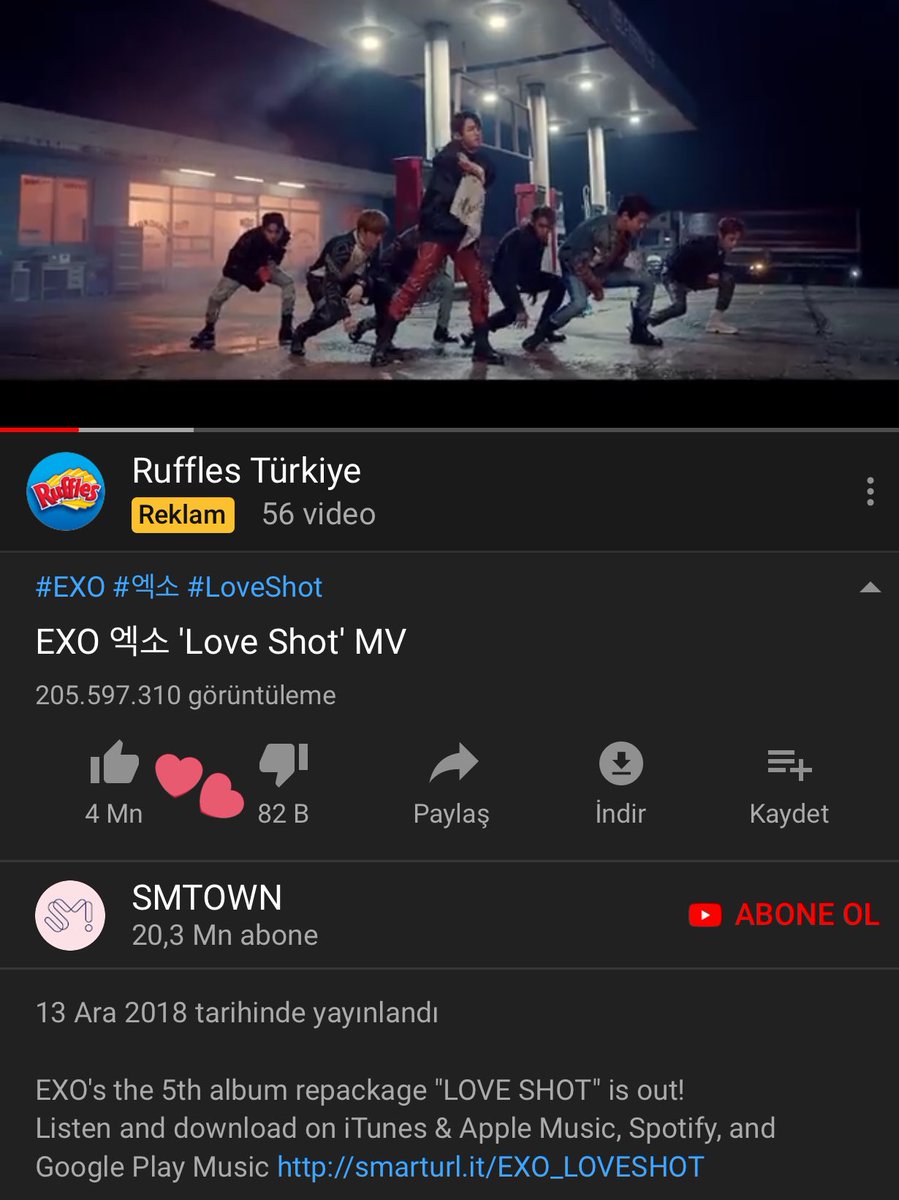 ExoLhazan's tweet photo. Love Shot 4M begeniye ulaştı🎉🎉🎉🎉 #loveshotstreamparty #monsterstreamparty @weareoneEXO #loveshot #EXO https://t.co/gGy35Asmzn