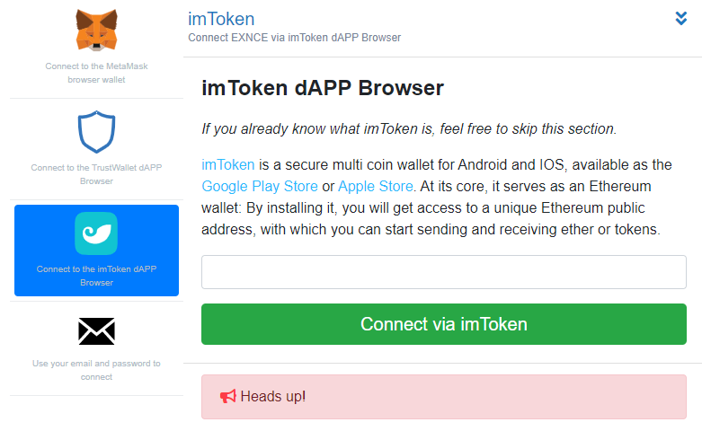 exncecom's tweet photo. After TrustWallet and Metamask, now you can connect EXNCE using #imToken wallet.
imToken is a feature-rich digital asset wallet enabling multi-chain asset management, DApp browsing and secure, private exchange of value.
https://t.co/YTURKf1Yd0
#exnce $xnc #hybridexchange https://t.co/wPs101SM1w