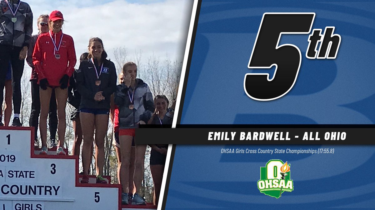 Congratulations Sr. Emily Bardwell who finished 5th in the Division I race earning her All Ohio Honors.  Emily is now a 3x All Ohioan in Cross Country #GoBigBlue