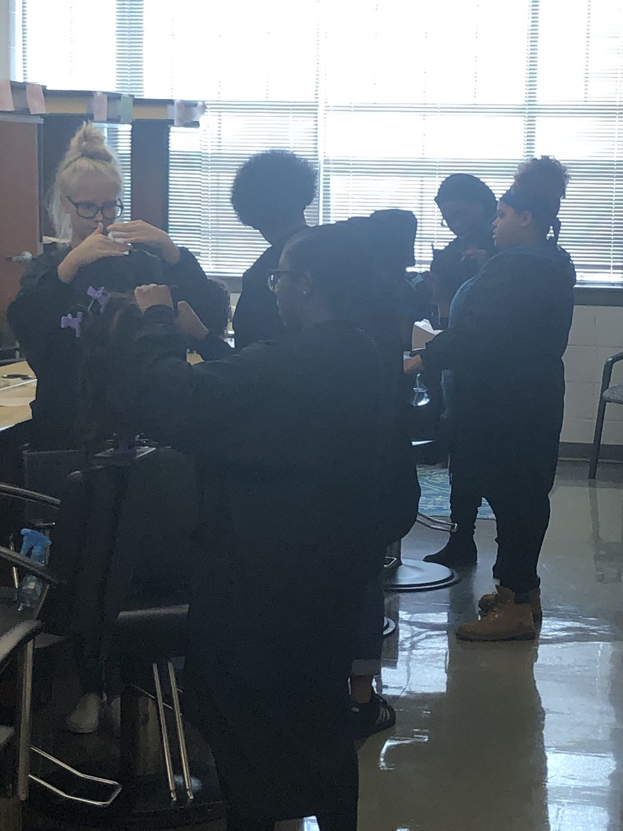All in a days work! Smiling faces and concentration! Hands on experience, all the reason to select Cosmetology <a href="/WorcesterTHS/">Worcester THS</a>