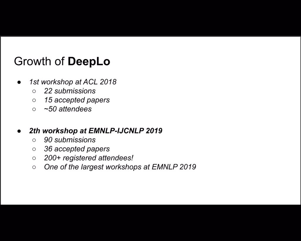 Sean Ren (@xiangrennlp) on Twitter photo Happening today 8:50am at AWE 203-205. #DeepLo workshop compiles a strong program on ML for low-resource NLP under scarce labeled data, with 4 invited speakers (@elgreco_winter Dan Roth <a href="/barbara_plank/">Barbara Plank</a> <a href="/toutanova/">Kristina Toutanova</a>), 36 posters & 3 contributed talks sites.google.com/view/deeplo19/… Happening today 8:50am at AWE 203-205. #DeepLo workshop compiles a strong program on ML for low-resource NLP under scarce labeled data, with 4 invited speakers (@elgreco_winter Dan Roth <a href="/barbara_plank/">Barbara Plank</a> <a href="/toutanova/">Kristina Toutanova</a>), 36 posters & 3 contributed talks sites.google.com/view/deeplo19/…