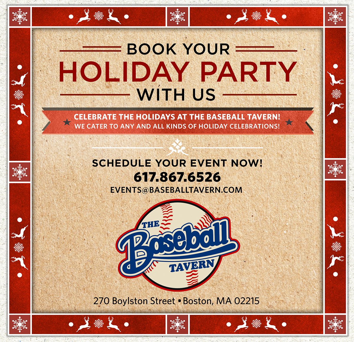 baseballtavern's tweet photo. THE HOLIDAY SEASON IS HERE | BOOK YOUR HOLIDAY PARTY WITH US TODAY!
We’re the experts at turning everyday events into celebrations. No matter the size of your group, we take the stress out of holiday planning. Call us at 617.867.6526. https://t.co/gNFQG6UnCK