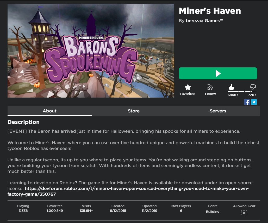 Outoforderfoxy On Twitter Miner S Haven Has Finally Reached 1 Million Favorites To Thank Ya Ll For This I Have Made 2 Special Codes For Everyone Use Code Onemillionfavorites For A Free Exotic Gift - codes for roblox miners haven