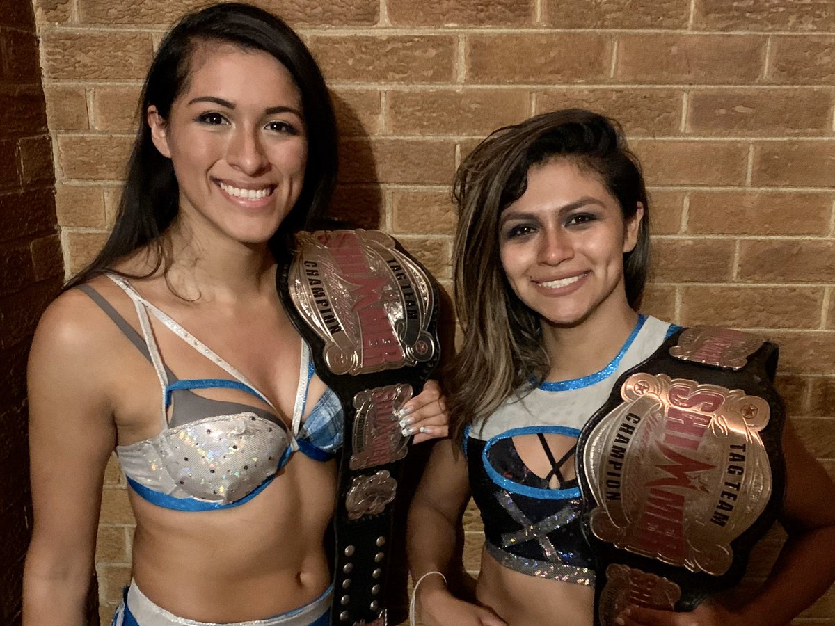 News from Berwyn, Illinois. Team Sea Stars just defeated Mercedes Martinez & Cheerleader Melissa to win the SHIMMER tag team titles at #SHIMMER115 #womenswrestling #newchamps