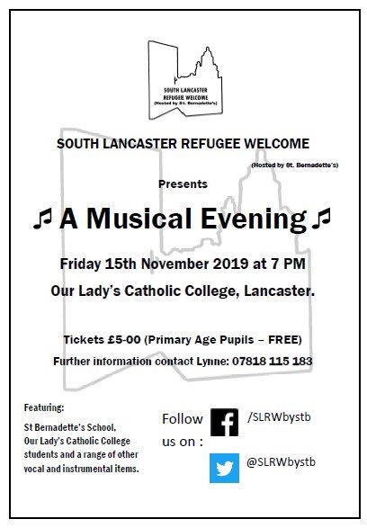 SLRWbystb's tweet image. Come and join us for an evening of music in aid of South Lancaster Refugee Welcome.