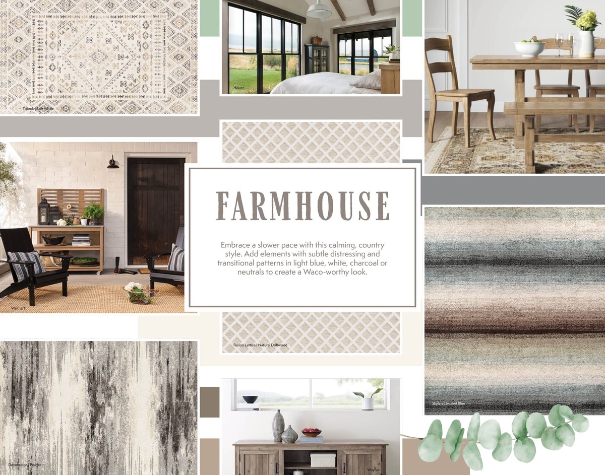 Embrace the calm and soothing Farmhouse style from the ground up! Our warm and wonderful area rugs offer both softness and strength to support your style with stain-resistance and durability for lasting value.  ow.ly/9RmK50wF1OL 

#arearugs #rugs #ruglove #trendboard #style