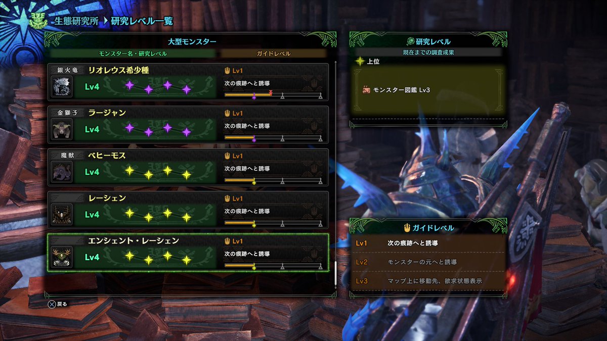 ট ইট র Mw岩井 Mhw I トロフィー モンスター大博士 の条件である 研究レベル これは討伐してもなかなか上がりませんが 足跡などの痕跡を集めれば簡単に上がります トロフィー狙いの方はお試しあれ Mhw