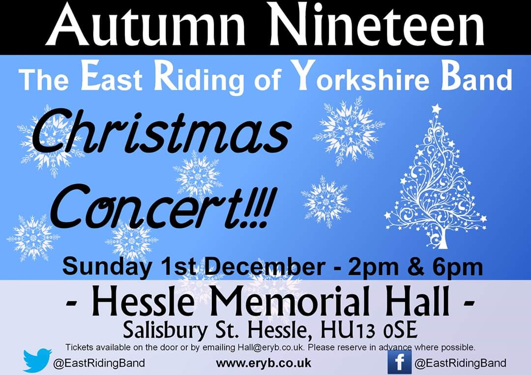 Don't forget, tickets for our Christmas Concert are just £6 each and available to reserve from eryb.co.uk. Please reserve yours to avoid disappointment (only 30 tickets left for 2pm).
<a href="/HessleFirst/">Hessle First</a> <a href="/AllSaintsHessle/">All Saints Hessle</a> <a href="/RadioHumberside/">BBC Humberside</a> @thehumberbridge #ChristmasIsComing