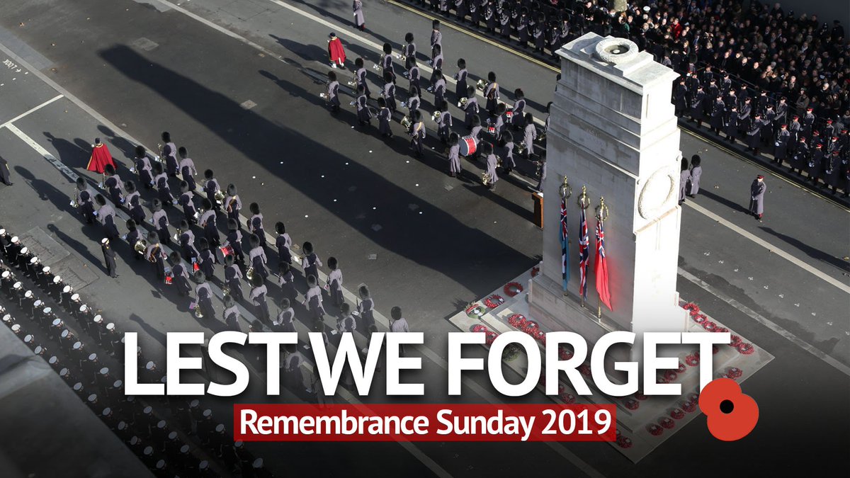 10DowningStreet's tweet photo. This morning, the Prime Minister will lay a wreath at the Cenotaph as Her Majesty the Queen leads the nation in the Act of Remembrance. #LestWeForget #RemembranceSunday https://t.co/be6ekDXN1l