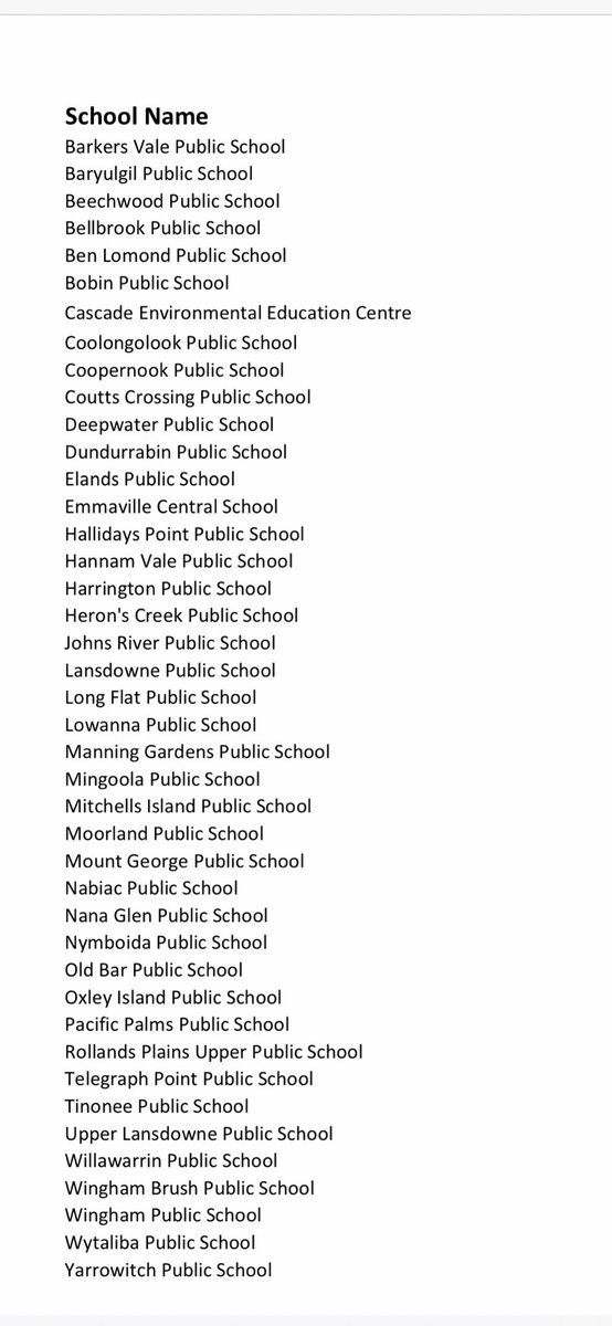 These ⁦<a href="/NSWEducation/">NSW Dept of Education</a>⁩ schools will temporarily cease operations tomorrow - Monday 11 November - due to fires. (Also Huntington PS)